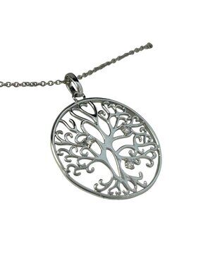 Belk Silverworks Silver Plated Tree of Life Necklace Family Cubic Zirconia 18"